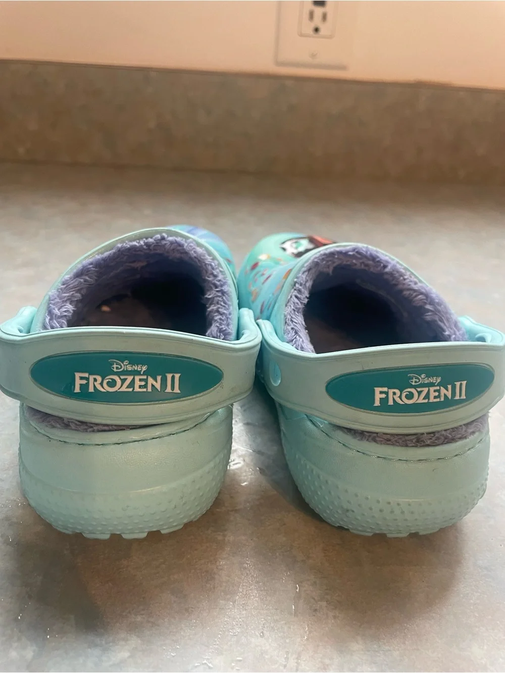 CROCS Kids Light Blue Frozen Character Fuzzy-Lined Clogs
